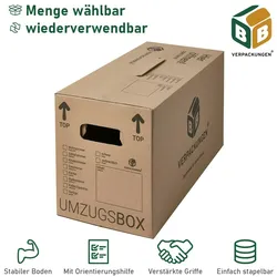 50 x Umzugskarton Smart 40 kg Traglast stabile Umzugskiste Umzug Umzugsmaterial 2-wellige Movebox BB-Verpackungen