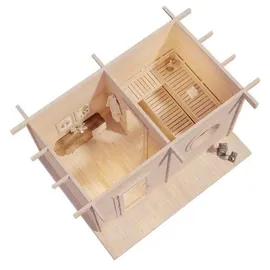 FinnTherm Saunahaus Cubus-70 C, 70 mm Wandstärke, (411 x 244 cm) - Naturbelassen