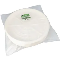 25 Servierplatten, Zuckerrohr `pure` rund Ø 47 cm weiss für Meeresfrüchte