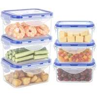 EASYLOCK 6 PACK 500ML/180ML Kunststoff Frischhaltedosen Set mit Deckel, Rechteckige Aufbewahrungsbox Küche, Meal Prep Boxen, Gefrierdosen Klein, Snackbox, Luftdichte Saucenbehälter