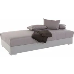 Polsterliege HAPO, grau (grau strukturstoff, hellgrau microvelours), Liegefläche B/L: 80cm x 200cm, H3, Bonnell-Federkernmatratze, Komplettbetten, mit Bettkasten