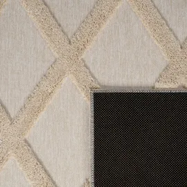 Paco Home Teppich Wohnzimmer Schlafzimmer Kurzflor Boho Skandi Raute 3D Grau Anthrazit, Grösse 120x160 cm - Beige