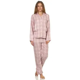 Creative by Normann NORMANN langarm Flanell Pyjama Schlafanzug kariert - 202 201 15 602, Farbe:rosa, Größe:48/50 | 48/50