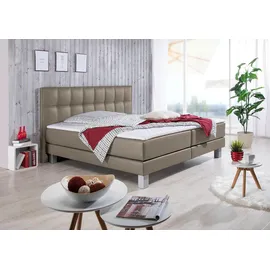 Home Affaire Boxspringbett HOME AFFAIRE "Tavira", grau (taupe), B:167cm L:208cm, Komplettbetten, Boxspringbett, in 4 Breiten, 4 Farben und 3 Matratzenarten, incl. Topper
