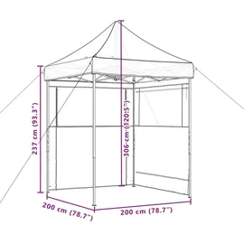 vidaXL Partezelt 2 x 2 m inkl. 2 Seitenteile Braun