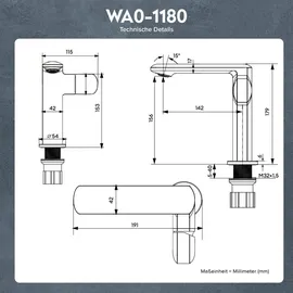 doporro Waschtischarmatur Silber