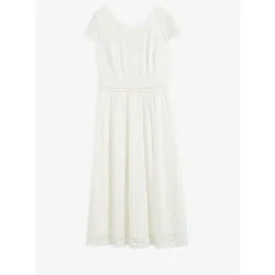 bonprix Spitzenkleid mit Häkel-Einsatz in der Taille, weiß, 36/38 (S)