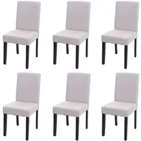 Mendler 6er-Set Esszimmerstuhl Stuhl Küchenstuhl Littau ~ Textil, creme-beige,