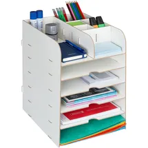 Relaxdays Schreibtisch Organizer 12 Fächer 34,5 x 25 x 32 cm Weiß