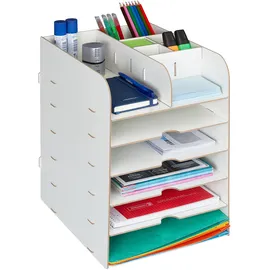 Relaxdays Schreibtisch Organizer 12 Fächer 34,5 x 25 x 32 cm Weiß