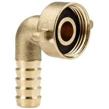 tecuro Schlauchverschraubung mit 1/2 Zoll ÜWM x 90° Tülle Ø 10 mm, Messing blank