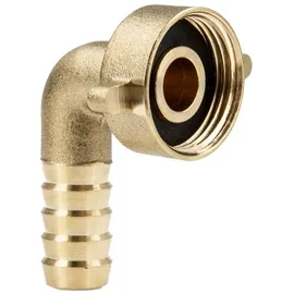 tecuro Schlauchverschraubung mit 1/2 Zoll ÜWM x 90° Tülle Ø 10 mm, Messing blank