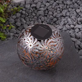 GLOBO LED Solar Kugelleuchte Geflecht Metall spritzwassergeschützt grau silberfarben