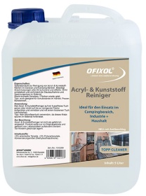 Ofixol Acryl- & Kunststoffreiniger, Spezialprodukt zur Reinigung von Acryl- & Kunststoffflächen, 5 Liter - Kanister