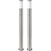 ETC Shop 2x RGB LED Stehleuchte silber, Bewegungsmelder, H