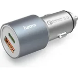 Hama Auto-Schnellladegerät, 1x USB-C PD, 1x USB-A QC, 38 W, Metall