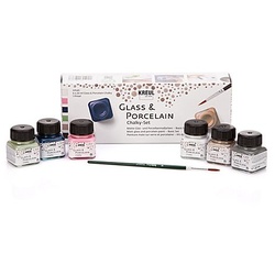 C. Kreul Glas- und Porzellanmalfarben "Chalky", 6x 20 ml und Pinsel