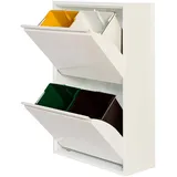 well home mobiliario & decoración Mülleimer und Recycling, Metall, 4 x 17 l, 68 l, Mattweiß