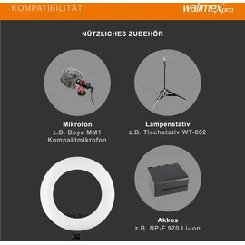 Walimex pro LED Ringleuchte Medow 960 Pro LED-Ringlicht inkl. Lampenstativ