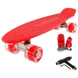 FunTomia Miniskateboard Kinder Cruiserboard Miniboard 57cm mit oder ohne LED Leuchtrollen rot