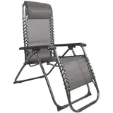Mojawo Luxus Comfort GartenstuhlRelaxsessel Relaxstuhl Liegestuhl Klappbar Verstellbar mit KopfpolsterSchwarz und Taupe