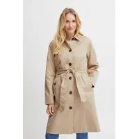 Fransa FRCASSIE Damen Trenchcoat Jacke Übergangsmantel mit Reverskragen und Gürtel seitliche Eingrifftaschen, Größe:M, Farbe:Safari (151116) - M