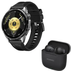 HUAWEI Watch GT6 46mm, Black Fluor. + Huawei Buds SE3 inkl. HUAWEI Freebuds SE3, schwarz (Bundle)