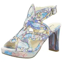 LAURA VITA Damen Sandalette Blüte High Heel Klettverschluss Strass