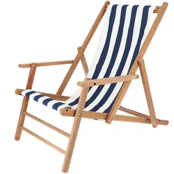 Jan Kurtz - Maxx Deckchair Teakholz, Bezug Designers Guild Streifen dunkelblau