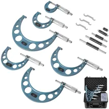 Vevor Bügelmessschraube 4-tlg. Set, Mikrometer mit Messgenauigkeit von 0,0001/0,0002 Zoll, Messschraube für Metallbearbeitung & Maschinenbau, mit Schutzkoffer, 0-1/1-2/2-3/3-4/4-5/5-6 Zoll