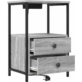 vidaXL Nachttisch mit Ladestation 2 pcs Grau Sonoma Holzwerkstoff