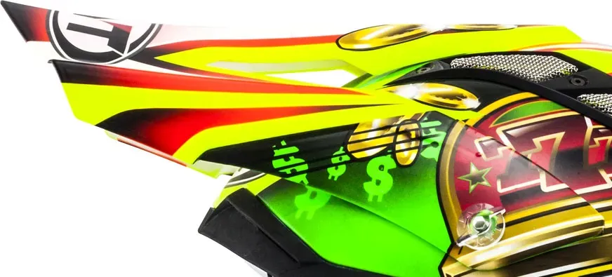 KYT Strike Hawk, peak - Roulette Yellow/Green/Red