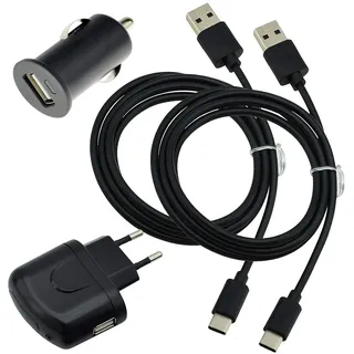 4 in 1 Zubehör Set kompatibel mit Samsung Galaxy A17 5G 2X USB Typ C Datenkabel / 1x Netzadapter Ladegerät / 1x KFZ Adapter (Suncase-Store) USB C Netzteil Ladekabel