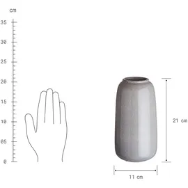 BUTLERS Vase Lou 2er-Set in Grau, Keramik, 21 cm, Dekoration, Vasen, Keramikvasen