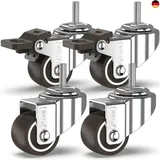GBL Möbelrollen mit 2 Bremsen - 4 Schwerlast Rollen für Möbel mit 2 Bremsen - 25mm M6x15mm Gewinde x 40kg Schwerlastrollen - Lenkrollen Transportrollen Laufrollen