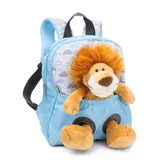 NICI Kinderrucksack blau 2 in 1 mit Kuscheltier Löwe 25cm - Kindergartenrucksack Mädchen & Jungen - Weicher Rückenbereich & verstellbare Gurte -... 49848