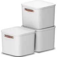 Rotho 3er-Set Aufbewahrungsbox 40l, Kunststoff, weiss, 40 39,5 x