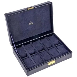 SACHER Uhrenetui für 10 Uhren Leder Navy
