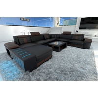 Sofa Dreams Wohnlandschaft »Bellagio - XXL U Form«, Couch, mit LED, wahlweise mit Bettfunktion als Schlafsofa, Designersofa braun|schwarz