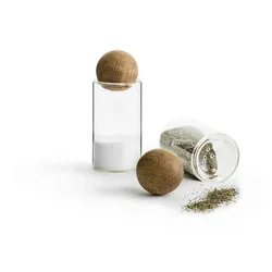 Salzstreuer Pfefferstreuer Gewürzstreuer Gewürzglas Set aus Glas & Eichenholz