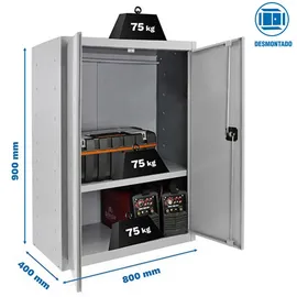 Proregal AMEGO Stahlschrank 90 x 80 x 40 cm Grau-Grau