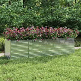 vidaXL Garten-Hochbeet verzinkter Stahl rechteckig 320 x 80 x 77 cm Silber