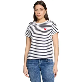 Cartoon Kurzarm-Shirt Weiß/Dunkelblau 38
