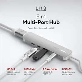 Linq 5in1 Pro USB-C Multiport Hub | Space Grey-White