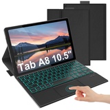 seenda Samsung Galaxy Tab A8 Hülle mit Tastatur, Tab A8 Tastatur mit Touchpad, Beleuchtete Wiederaufladbare Tastatur Hülle für Tablet A8 10.5 Zoll 2022/2021(SM-X200/X205/X207), QWERTZ Layout, Schwarz