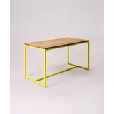 KAWENTSMANN Esstisch TALON Massivholztisch mit pulverbeschichtetem Stahlgestell (Tisch), aus massiver Eiche, mit Stahlgestell, Made in Germany, RAL-Farben gelb 180 cm x 76 cm x 90 cm