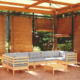 vidaXL Garten-Lounge-Set 8-tlg. grau Kiefernholz