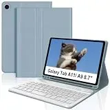 Tiiomioon Tastatur hülle für Samsung Galaxy Tab A11/ A9 (2025/2023) 8.7 Zoll, Kabellose Bluetooth Galaxy Tab A11 Hülle mit Tastatur mit Stifthalter, Blau