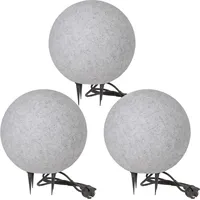 H4L Kugelleuchte Kugellampe Außenleuchte Stein Granit-Optik 3er Set 30-30-30cm