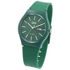 Q&Q Uniuhr mit Silikonarmband in grün, 10 Bar wasserdicht